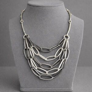 Premier Designs SIMPLICITY Multi Chain Link "Paperclip" Necklace NWOT 16"+ #461